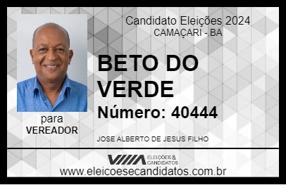 Candidato BETO DO VERDE 2024 - CAMAÇARI - Eleições