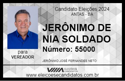 Candidato JERÔNIMO DE NIA SOLDADO 2024 - ANTAS - Eleições