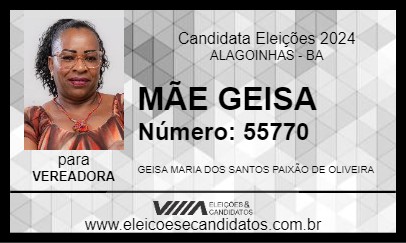 Candidato MÃE GEISA 2024 - ALAGOINHAS - Eleições