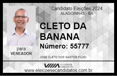 Candidato CLETO DA BANANA 2024 - ALAGOINHAS - Eleições