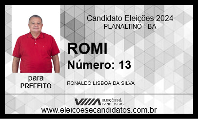 Candidato ROMI 2024 - PLANALTINO - Eleições