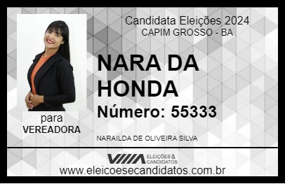 Candidato NARA DA HONDA 2024 - CAPIM GROSSO - Eleições