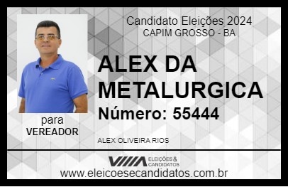 Candidato ALEX DA METALURGICA 2024 - CAPIM GROSSO - Eleições