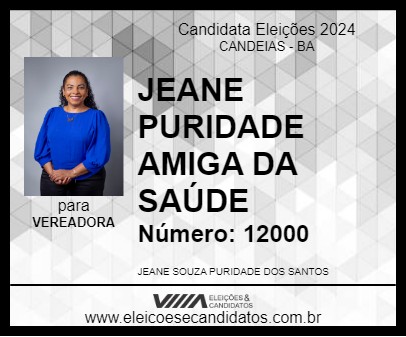 Candidato JEANE PURIDADE AMIGA DA SAÚDE 2024 - CANDEIAS - Eleições