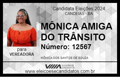 Candidato MÔNICA AMIGA DO TRÂNSITO 2024 - CANDEIAS - Eleições