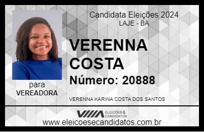 Candidato VERENNA COSTA 2024 - LAJE - Eleições