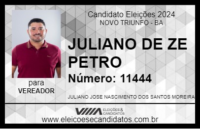 Candidato JULIANO DE ZE PETRO 2024 - NOVO TRIUNFO - Eleições