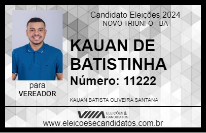 Candidato KAUAN DE BATISTINHA 2024 - NOVO TRIUNFO - Eleições