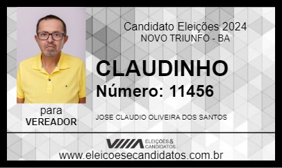 Candidato CLAUDINHO 2024 - NOVO TRIUNFO - Eleições