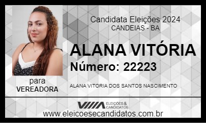 Candidato ALANA VITÓRIA 2024 - CANDEIAS - Eleições