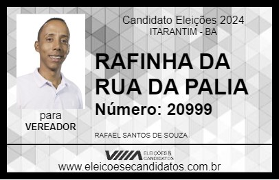 Candidato RAFINHA DA RUA DA PALIA 2024 - ITARANTIM - Eleições