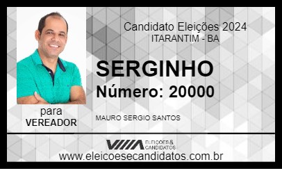 Candidato SERGINHO 2024 - ITARANTIM - Eleições