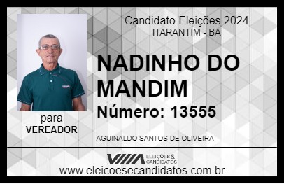 Candidato NADINHO DO MANDIM 2024 - ITARANTIM - Eleições