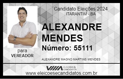 Candidato ALEXANDRE MENDES 2024 - ITARANTIM - Eleições