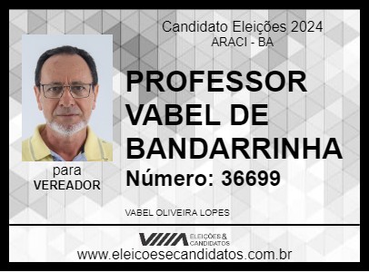 Candidato PROFESSOR VABEL DE BANDARRINHA 2024 - ARACI - Eleições