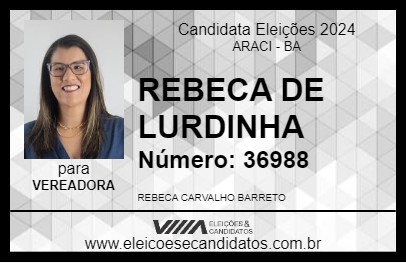 Candidato REBECA DE LURDINHA 2024 - ARACI - Eleições