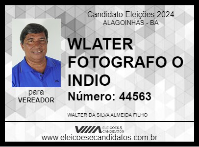 Candidato WALTER FOTÓGRAFO O ÍNDIO 2024 - ALAGOINHAS - Eleições