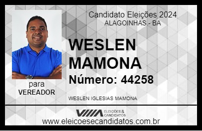 Candidato WESLEN MAMONA 2024 - ALAGOINHAS - Eleições