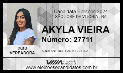 Candidato AKYLA VIEIRA 2024 - SÃO JOSÉ DA VITÓRIA - Eleições