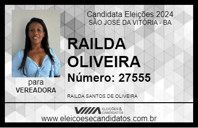 Candidato RAILDA OLIVEIRA 2024 - SÃO JOSÉ DA VITÓRIA - Eleições