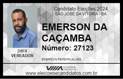 Candidato EMERSON DA CAÇAMBA 2024 - SÃO JOSÉ DA VITÓRIA - Eleições