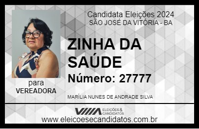 Candidato ZINHA DA SAÚDE 2024 - SÃO JOSÉ DA VITÓRIA - Eleições