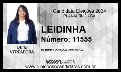 Candidato LEIDINHA 2024 - PLANALTINO - Eleições