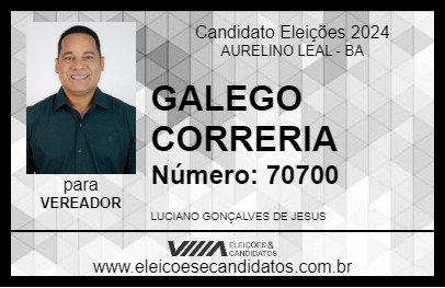 Candidato GALEGO CORRERIA 2024 - AURELINO LEAL - Eleições