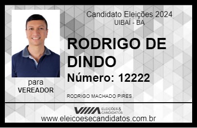 Candidato RODRIGO DE DINDO 2024 - UIBAÍ - Eleições