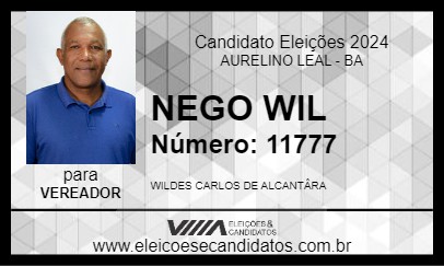 Candidato NEGO WIL 2024 - AURELINO LEAL - Eleições