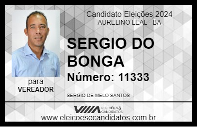 Candidato SERGIO DO BONGA 2024 - AURELINO LEAL - Eleições