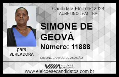 Candidato SIMONE DE GEOVÁ 2024 - AURELINO LEAL - Eleições