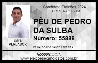 Candidato PÊU DE PEDRO DA SULBA 2024 - FLORESTA AZUL - Eleições