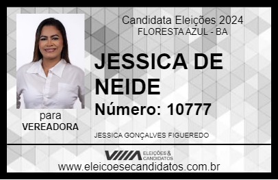 Candidato JESSICA DE NEIDE 2024 - FLORESTA AZUL - Eleições