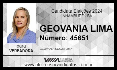 Candidato GEOVANIA LIMA 2024 - INHAMBUPE - Eleições