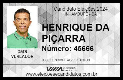 Candidato HENRIQUE DA PIÇARRA 2024 - INHAMBUPE - Eleições