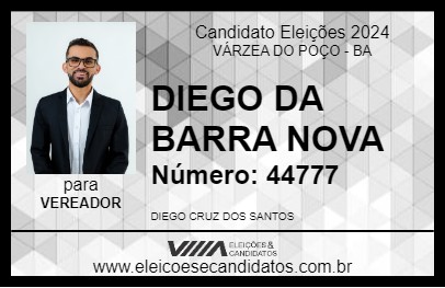 Candidato DIEGO DA BARRA NOVA 2024 - VÁRZEA DO POÇO - Eleições