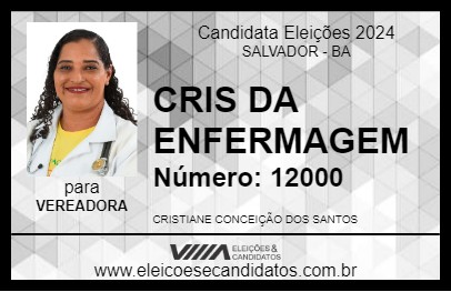 Candidato CRIS DA ENFERMAGEM 2024 - SALVADOR - Eleições