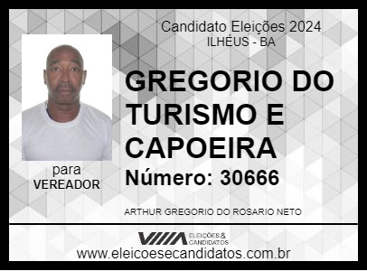 Candidato GREGORIO DO TURISMO E CAPOEIRA 2024 - ILHÉUS - Eleições