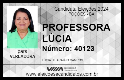 Candidato PROFESSORA LÚCIA 2024 - POÇÕES - Eleições