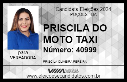 Candidato PRISCILA OLIVEIRA 2024 - POÇÕES - Eleições