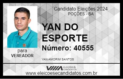 Candidato YAN DO ESPORTE 2024 - POÇÕES - Eleições