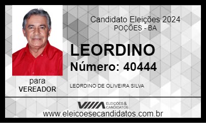 Candidato LEORDINO 2024 - POÇÕES - Eleições