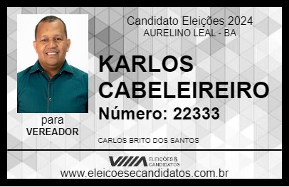 Candidato KARLOS CABELEIREIRO 2024 - AURELINO LEAL - Eleições