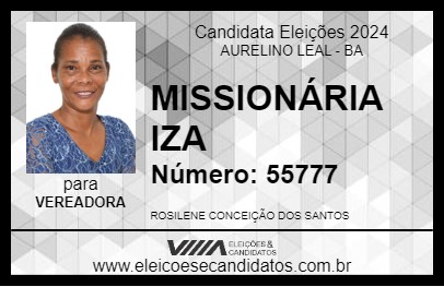 Candidato MISSIONÁRIA IZA 2024 - AURELINO LEAL - Eleições