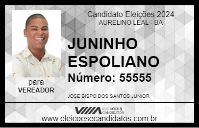 Candidato JUNINHO ESPOLIANO 2024 - AURELINO LEAL - Eleições