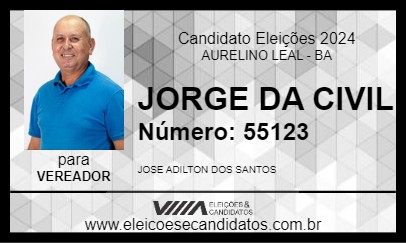 Candidato JORGE DA CIVIL 2024 - AURELINO LEAL - Eleições