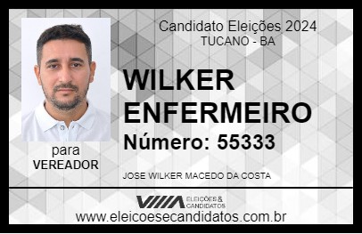 Candidato WILKER ENFERMEIRO 2024 - TUCANO - Eleições