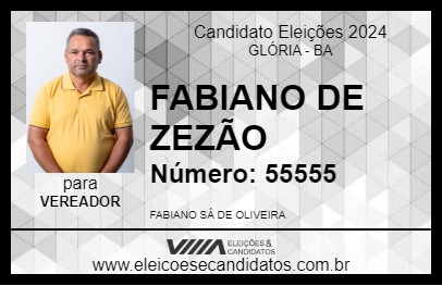 Candidato FABIANO DE ZEZÃO 2024 - GLÓRIA - Eleições