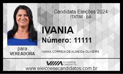 Candidato IVANIA 2024 - ITATIM - Eleições